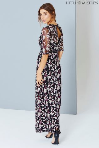 Little Mistress Embroidered Floral Maxi Dress